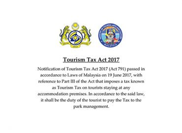 Announcement Implementation of Tourism Tax 2017 at Sarawak National Parks